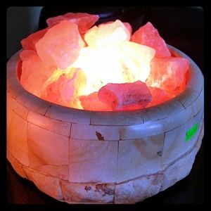 Himalayas Chunks Lamp on Petrified Wood